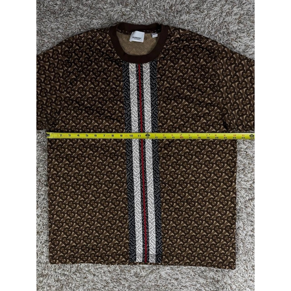 Burberry Stripe Monogram Short Sleeve Brown T-Shirt Men's Size Medium - Picture 6 of 12